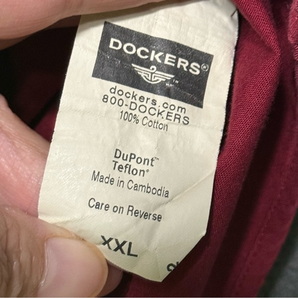 Dockers Men's Burgundy Button-Down Shirt Short Sleeve Shirt Wrinkle Free XXL - Picture 9 of 9